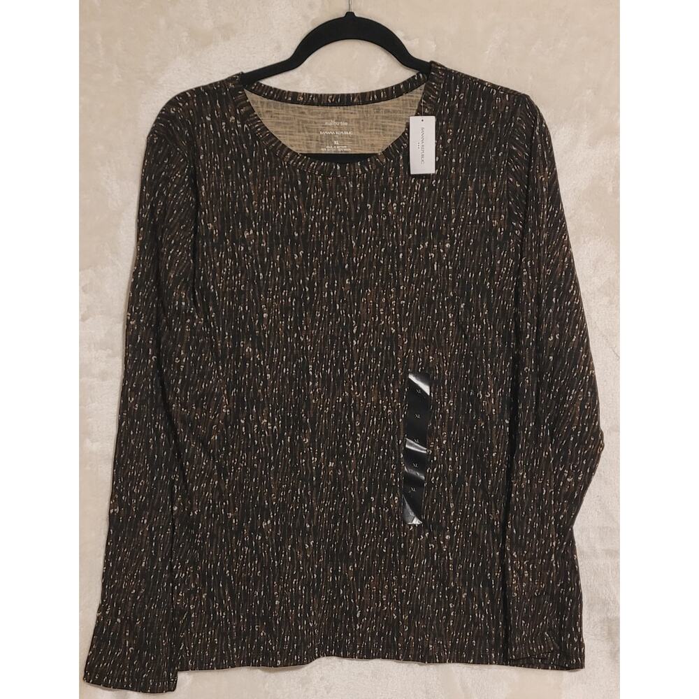 Womens Banana Republic Malibu Tee Long Sleeve Pull Over Top Casual Blouse XL New